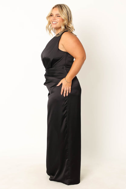 Black Nadia One-Shoulder Maxi Dress in Navy