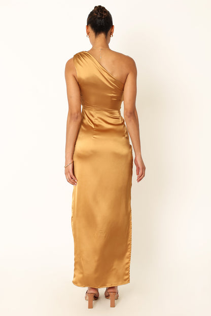 Bronze Nadia One-Shoulder Maxi Dress in Navy