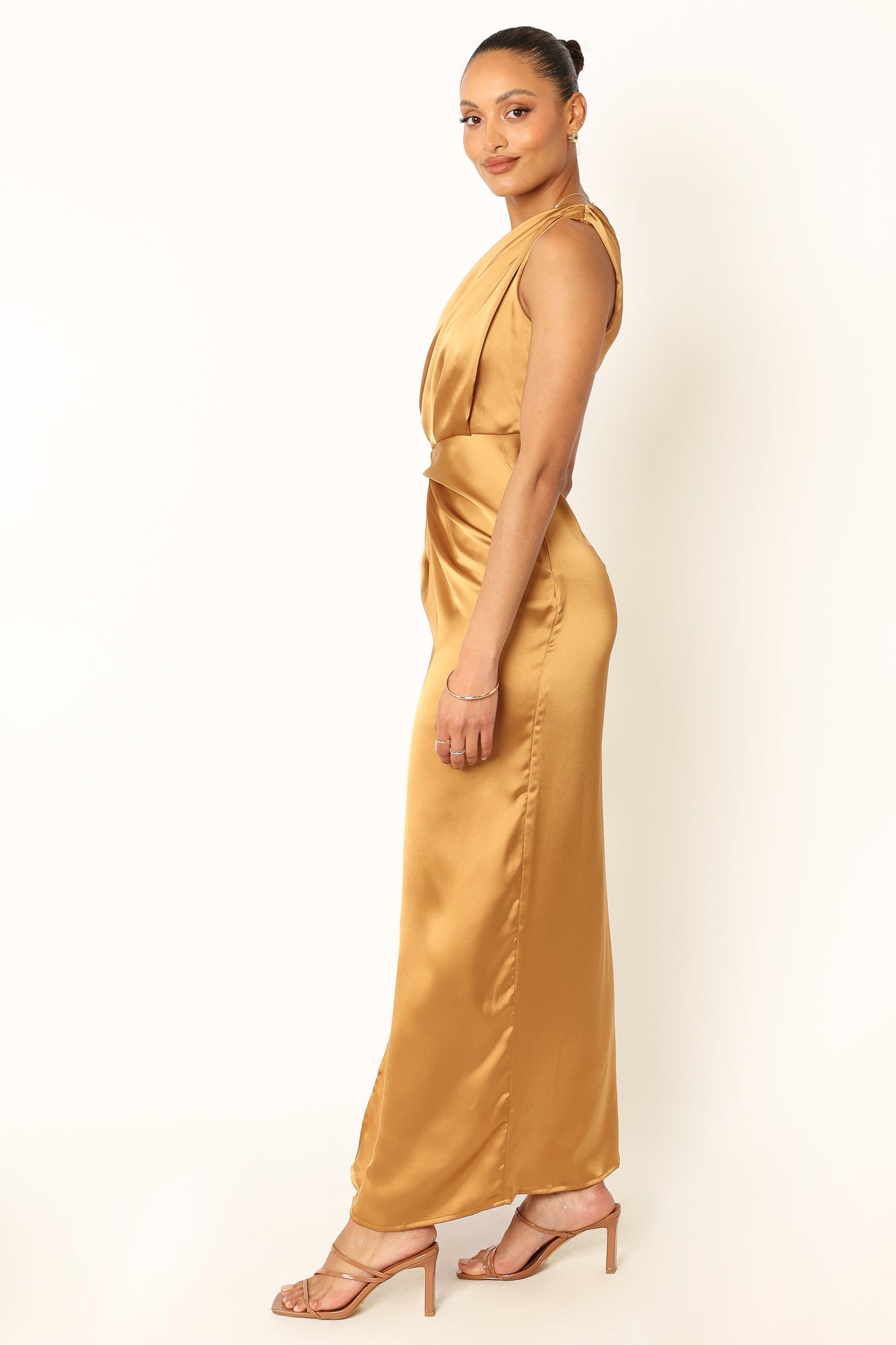 Bronze Nadia One-Shoulder Maxi Dress in Navy