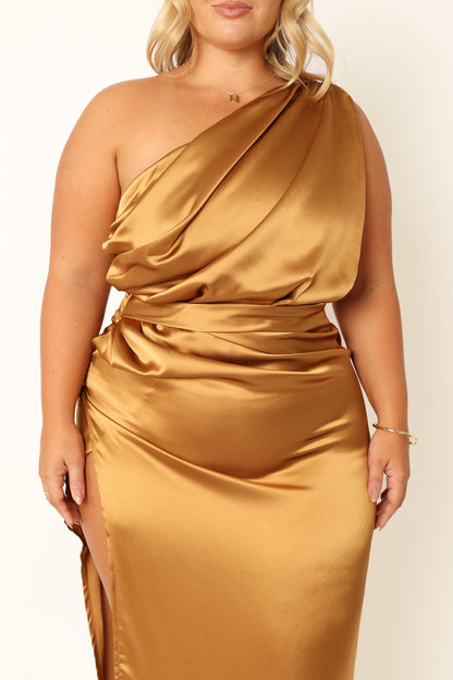 Bronze Nadia One-Shoulder Maxi Dress in Navy