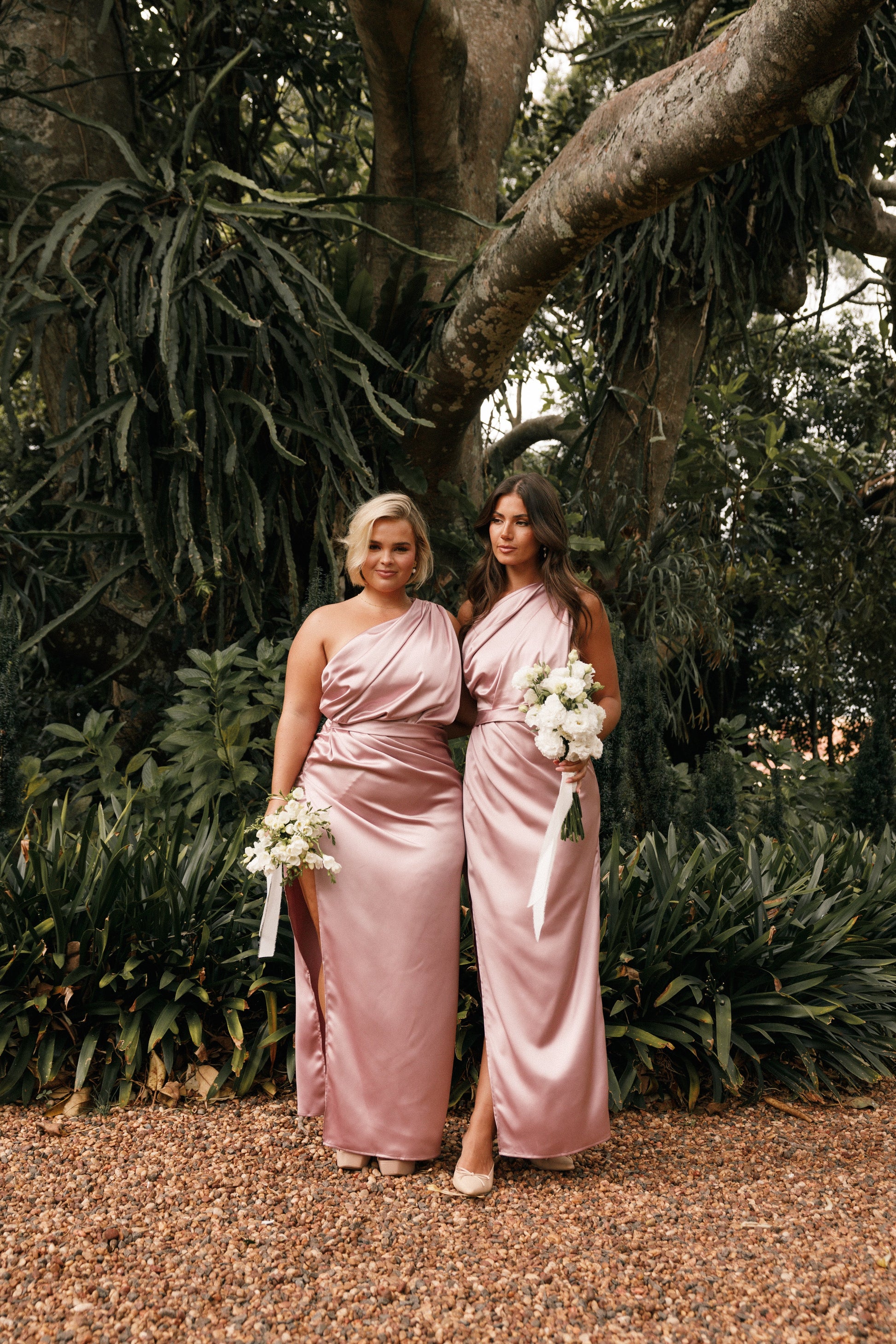 Dusty Rose Nadia One-Shoulder Maxi Dress in Navy