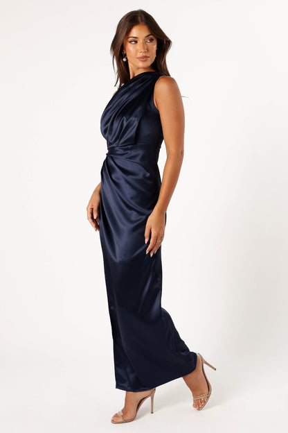 Navy Nadia One-Shoulder Maxi Dress in Navy
