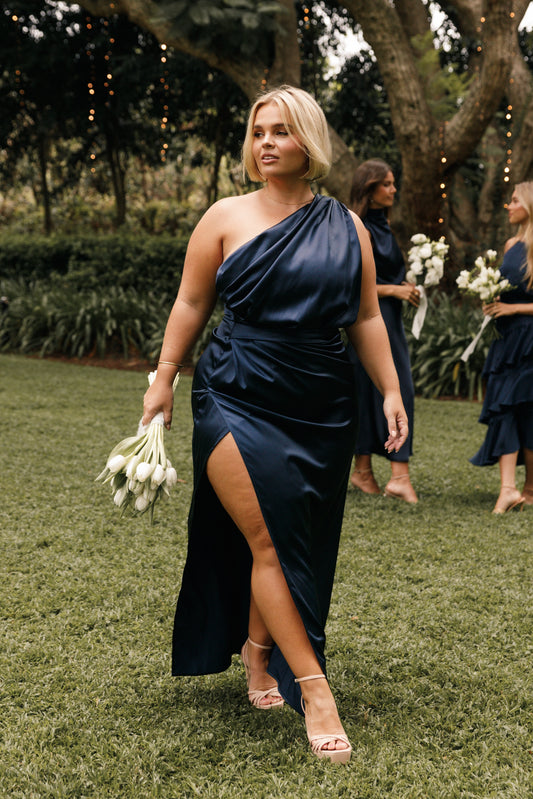 Navy Nadia One-Shoulder Maxi Dress in Navy
