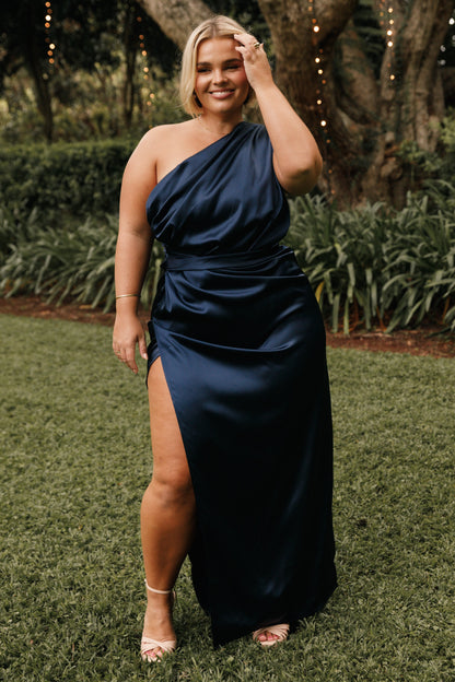 Navy Nadia One-Shoulder Maxi Dress in Navy