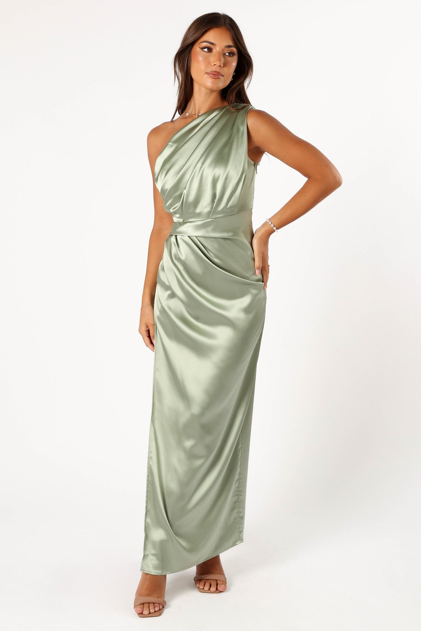 Sage Nadia One-Shoulder Maxi Dress in Navy