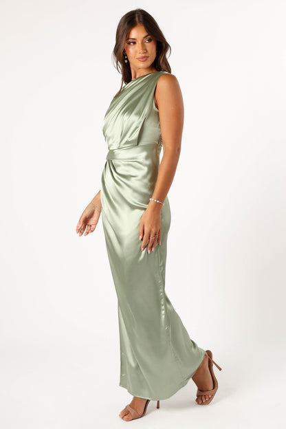 Sage Nadia One-Shoulder Maxi Dress in Navy