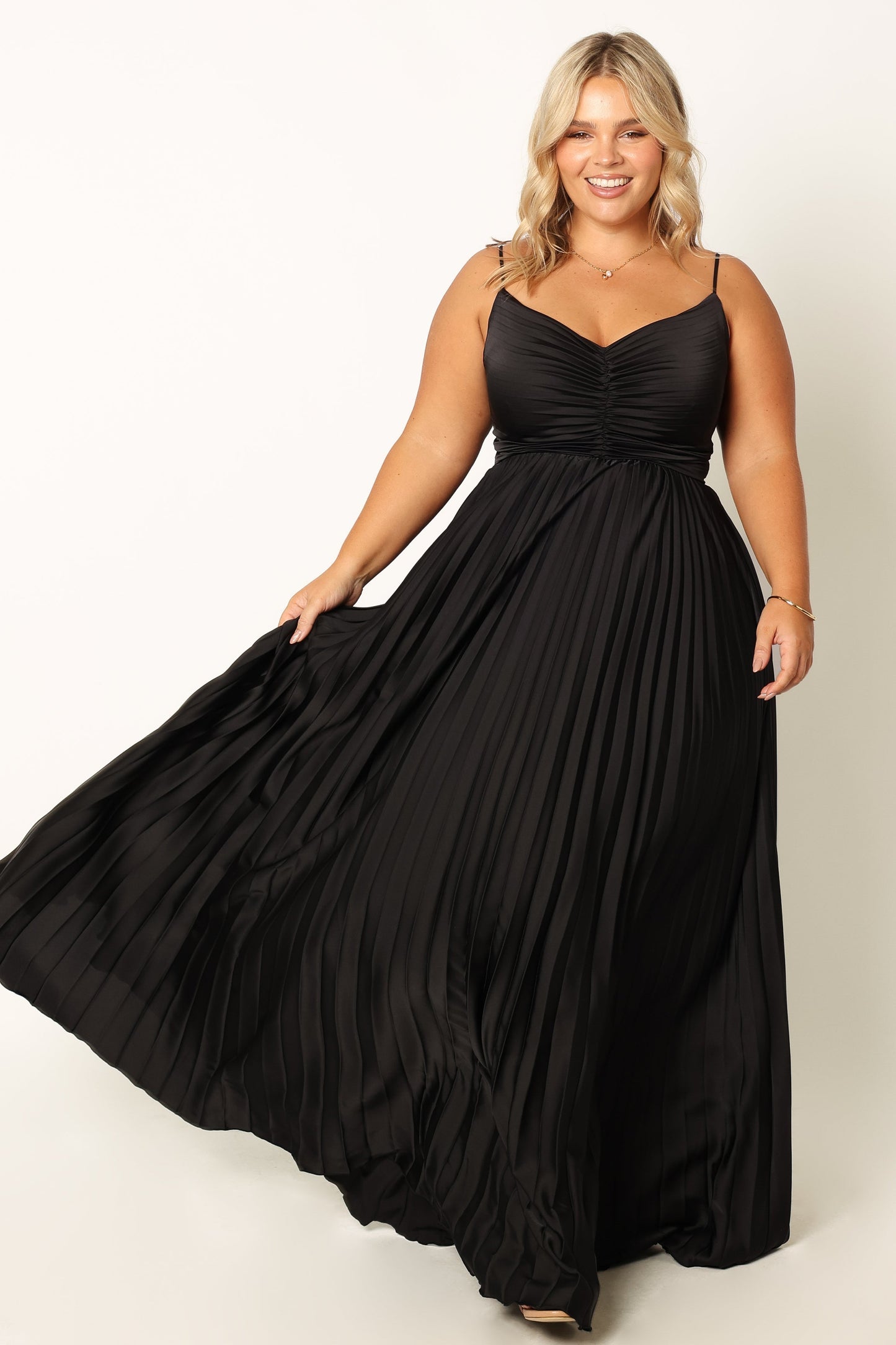 Black Naira Pleated Maxi Dress