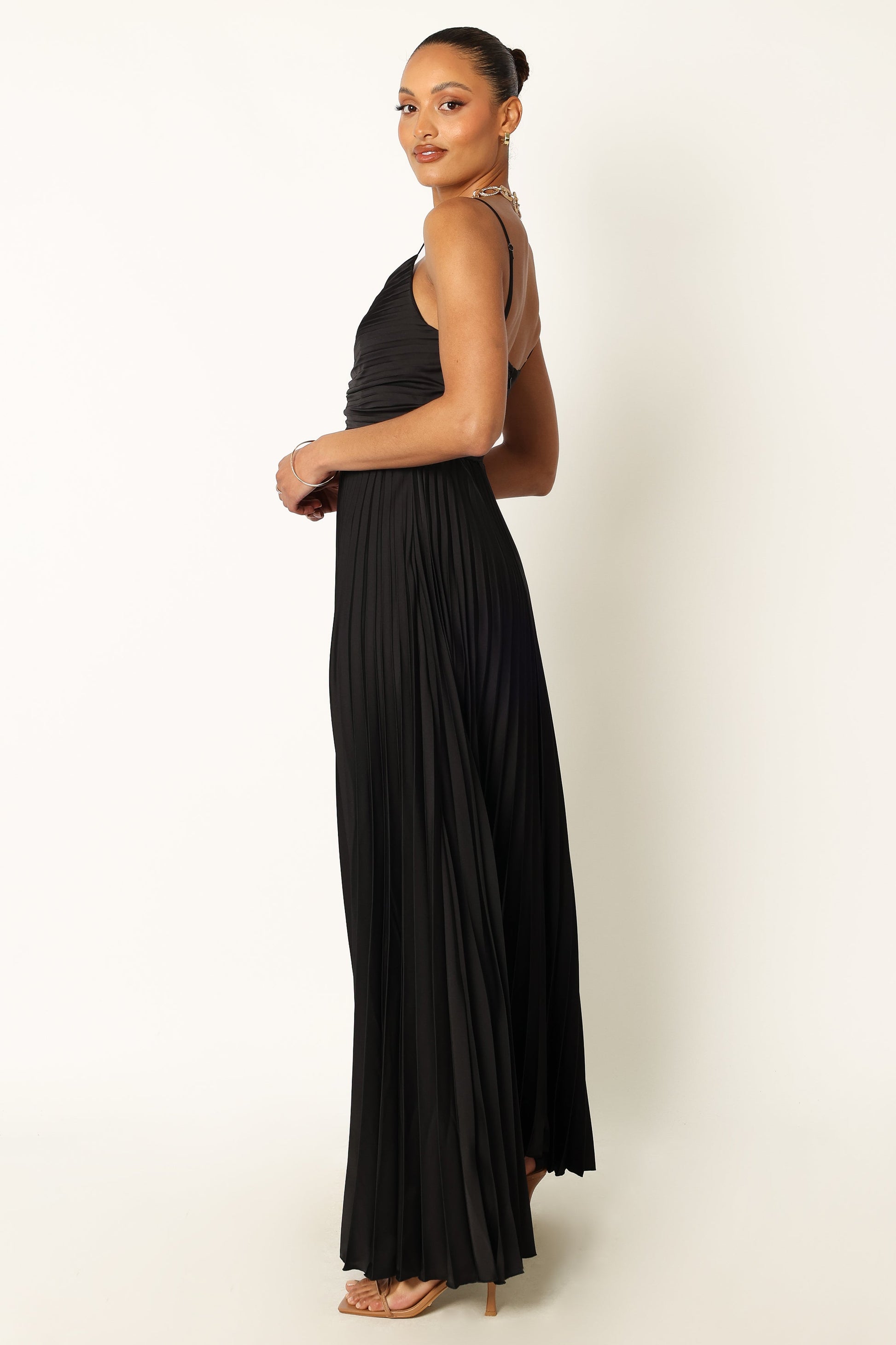 Black Naira Pleated Maxi Dress
