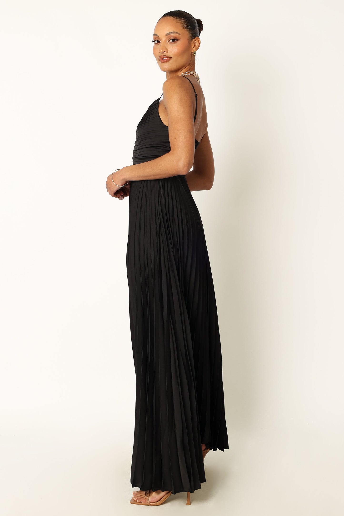 Black Naira Pleated Maxi Dress