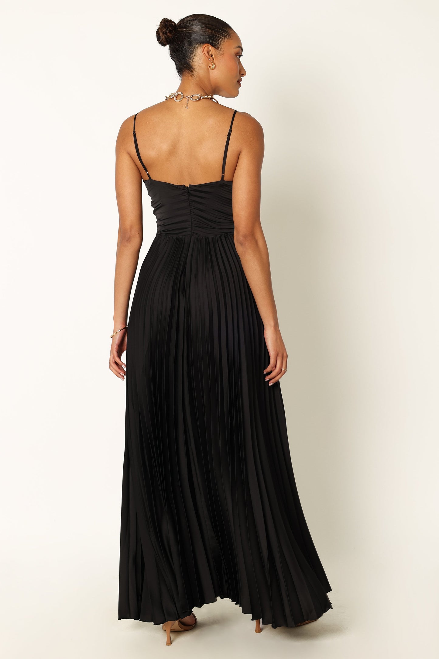 Black Naira Pleated Maxi Dress