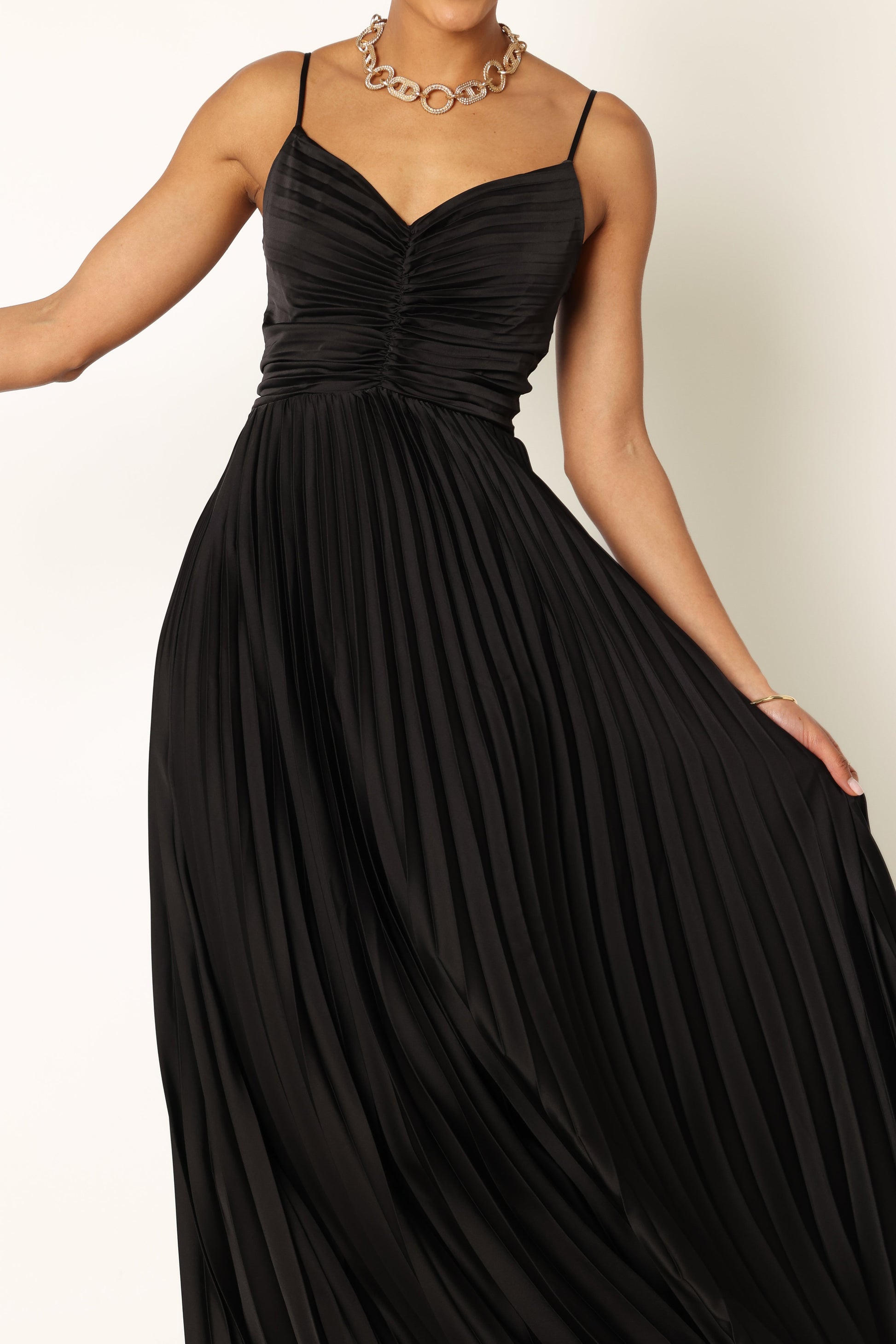 Black Naira Pleated Maxi Dress
