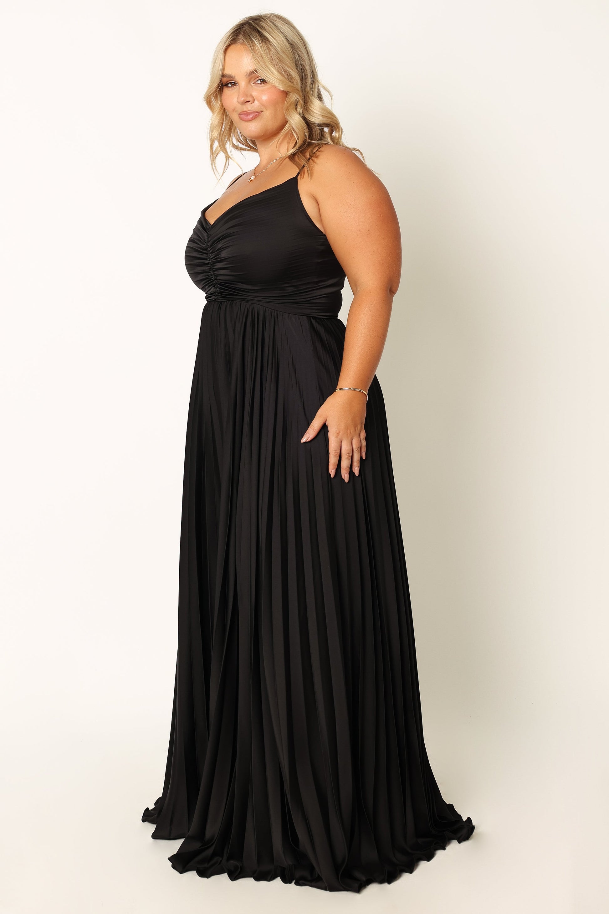Black Naira Pleated Maxi Dress