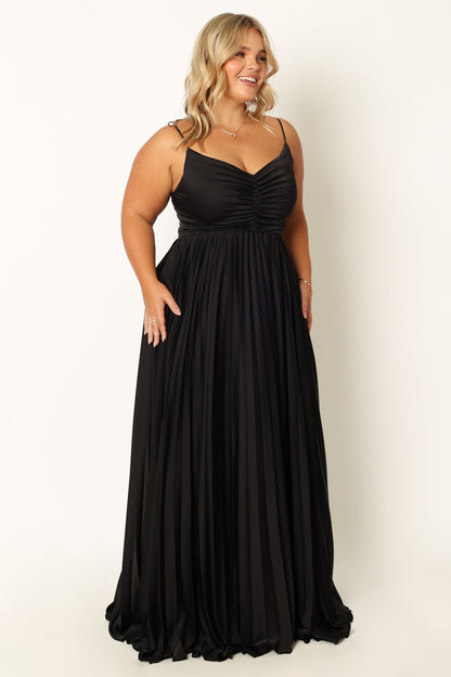 Black Naira Pleated Maxi Dress