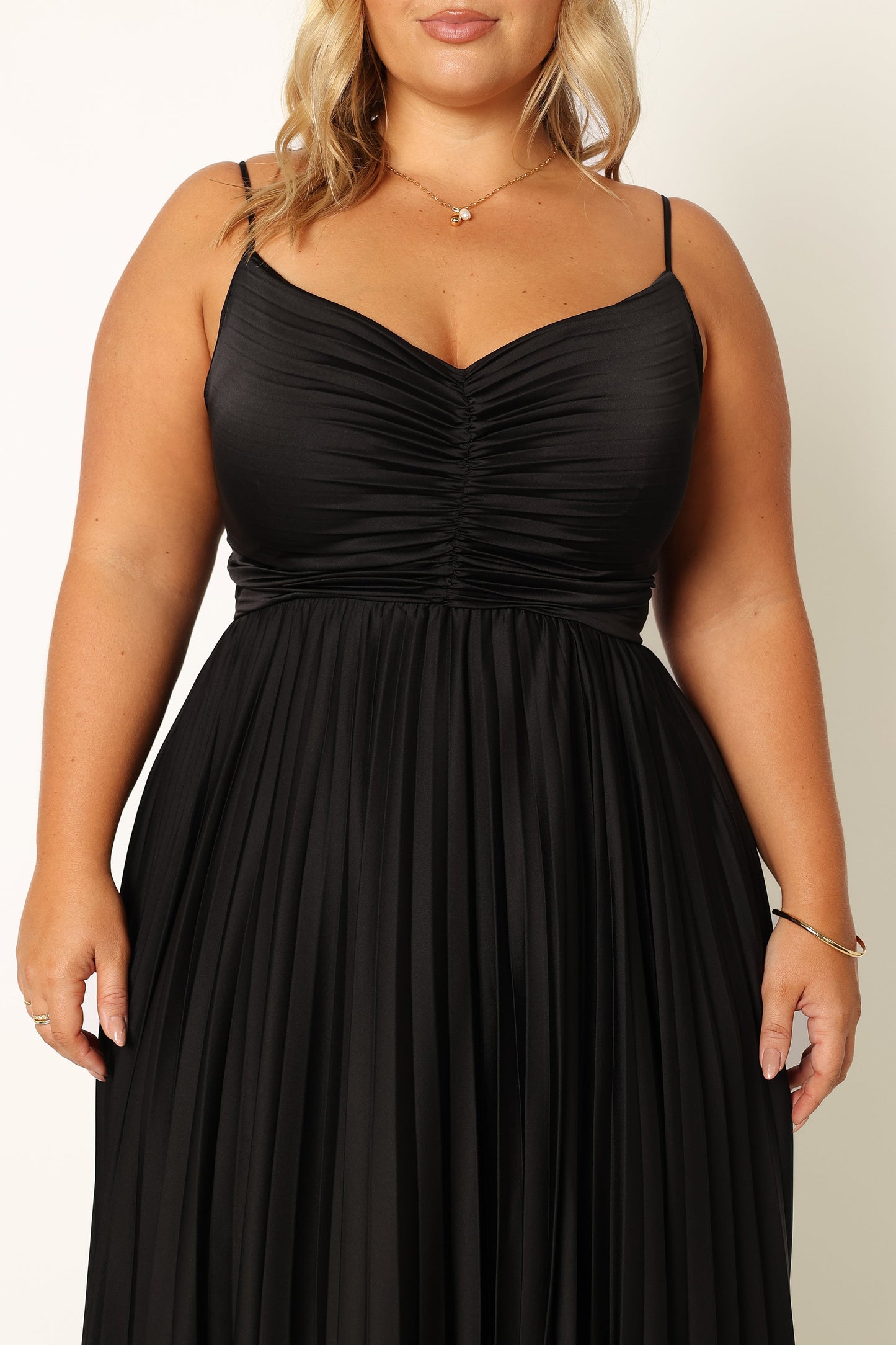Black Naira Pleated Maxi Dress