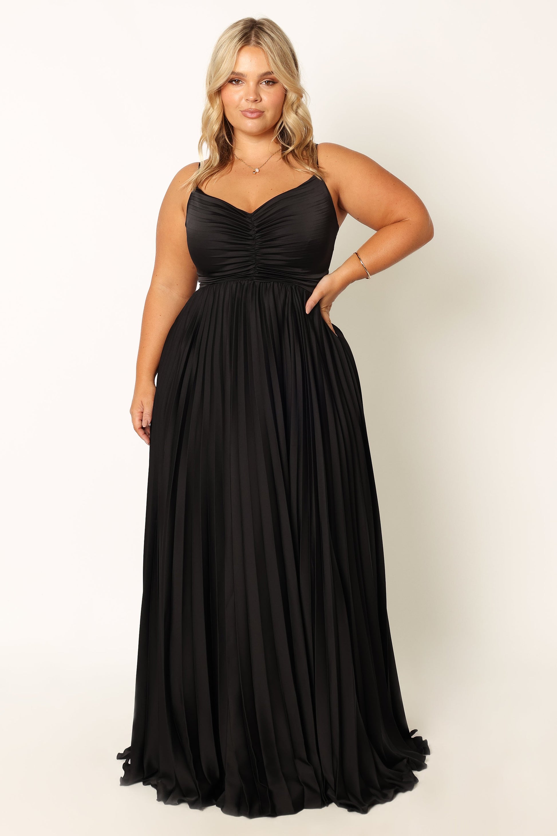 Black Naira Pleated Maxi Dress