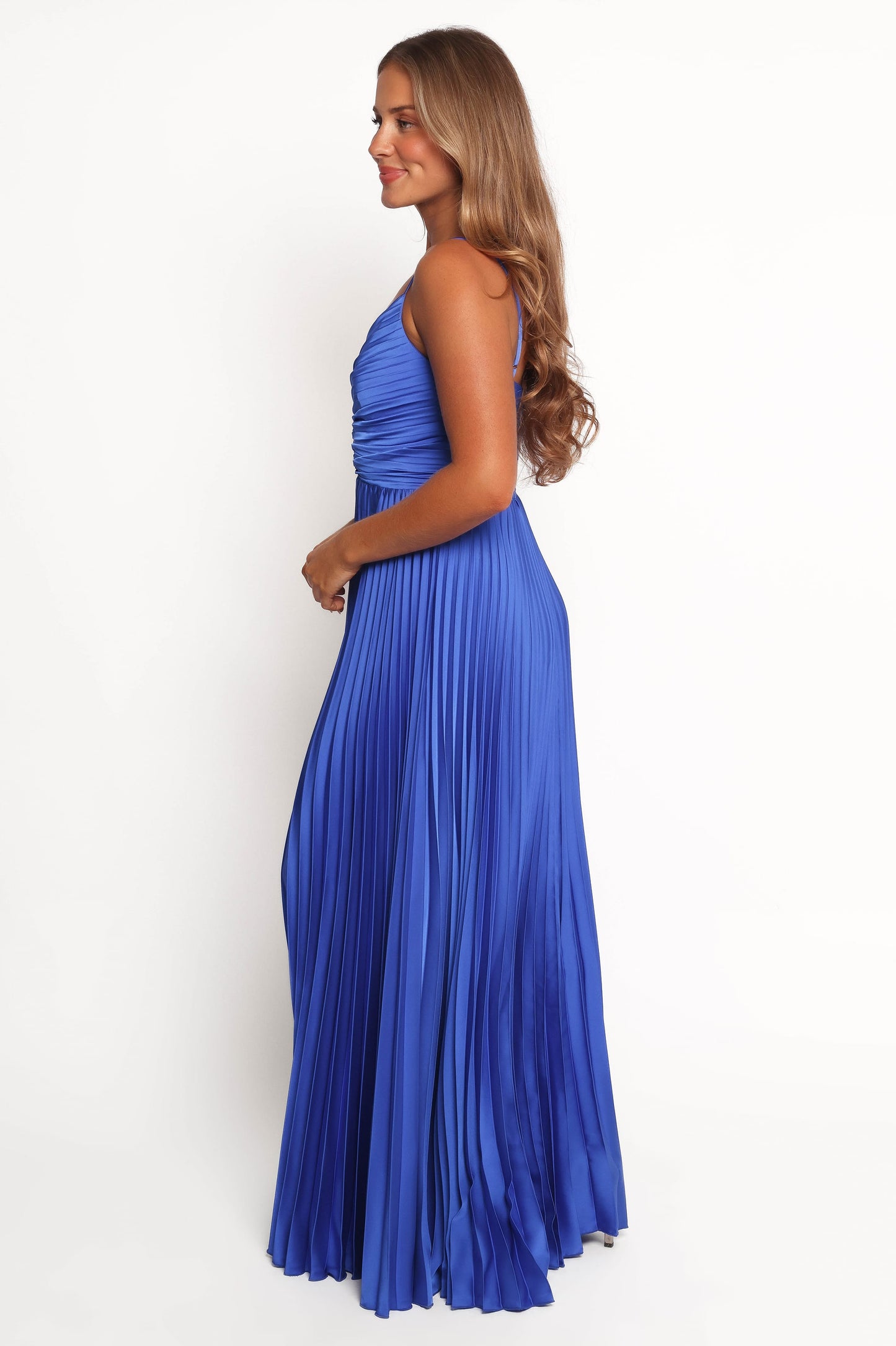 Blue Naira Pleated Maxi Dress