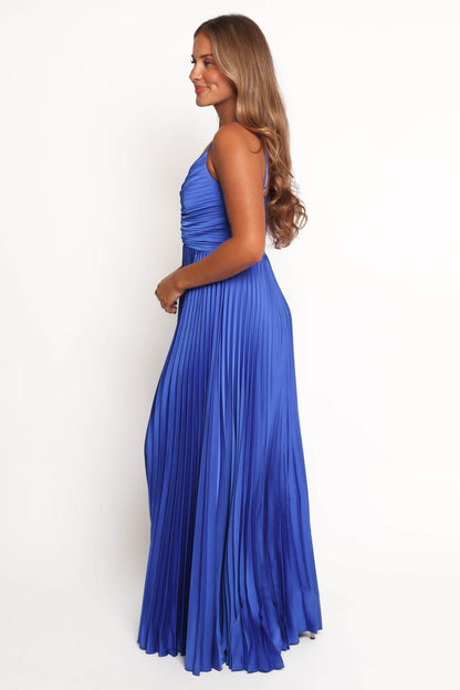Blue Naira Pleated Maxi Dress