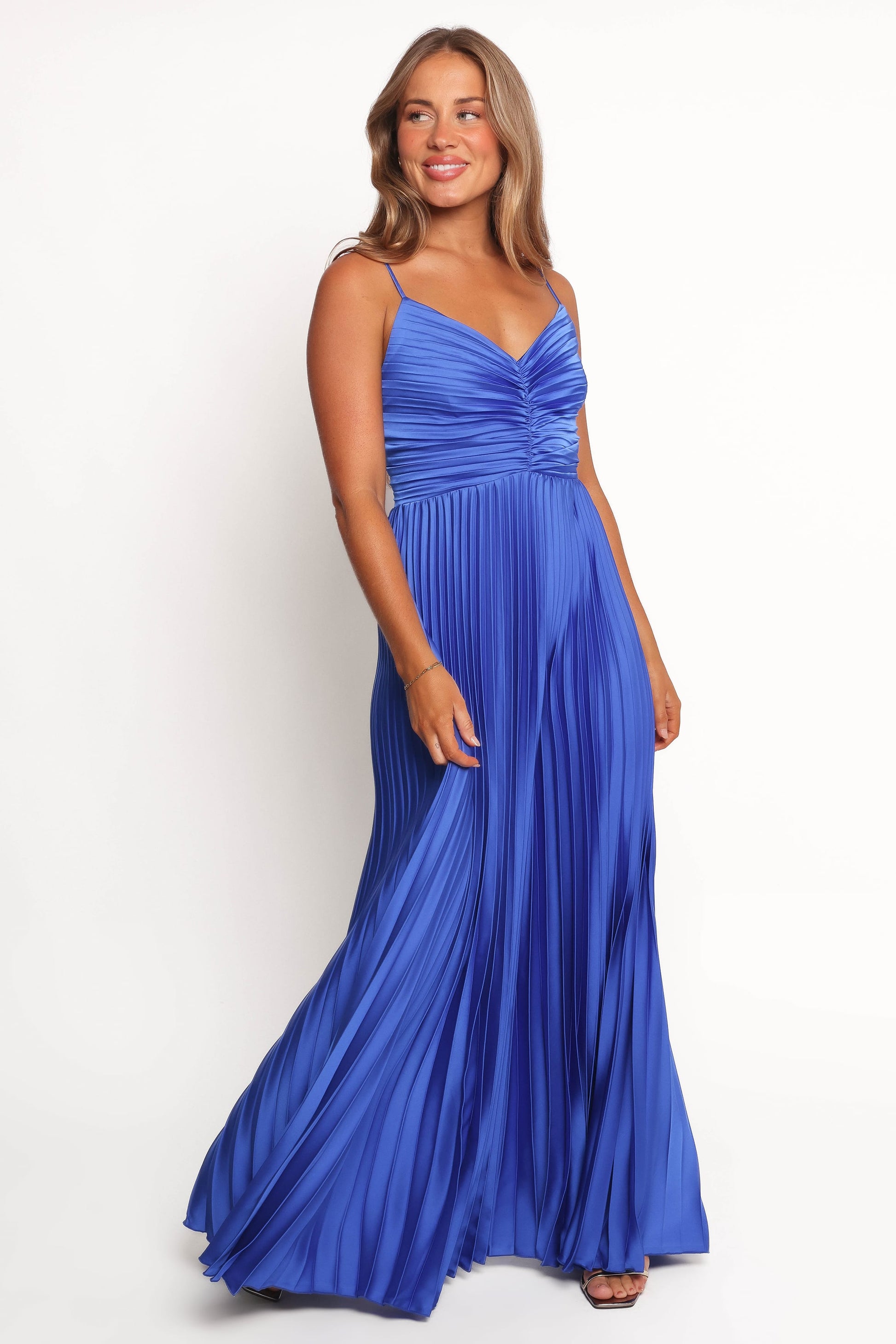 Blue Naira Pleated Maxi Dress