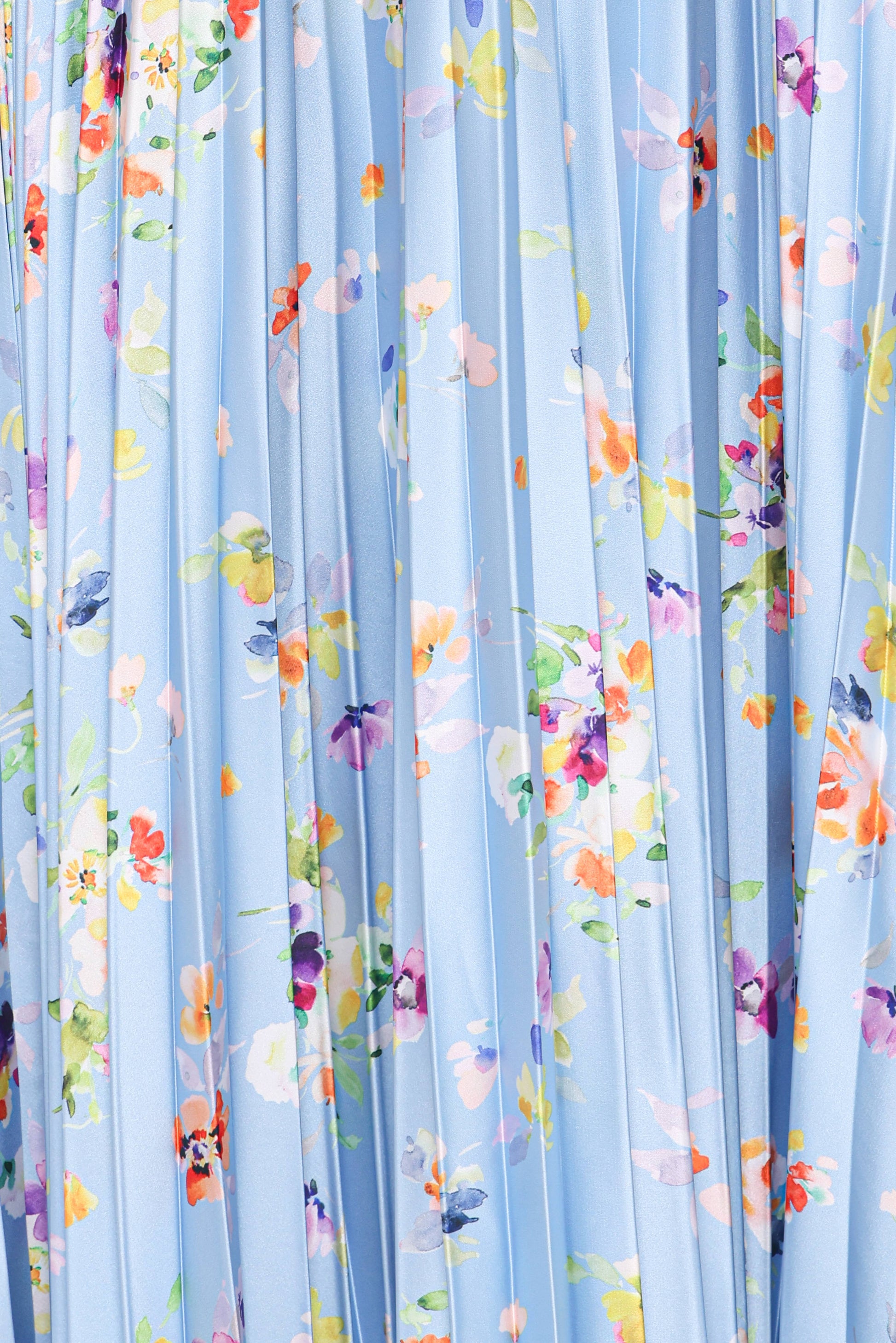Cornflower Blue Floral Naira Pleated Maxi Dress