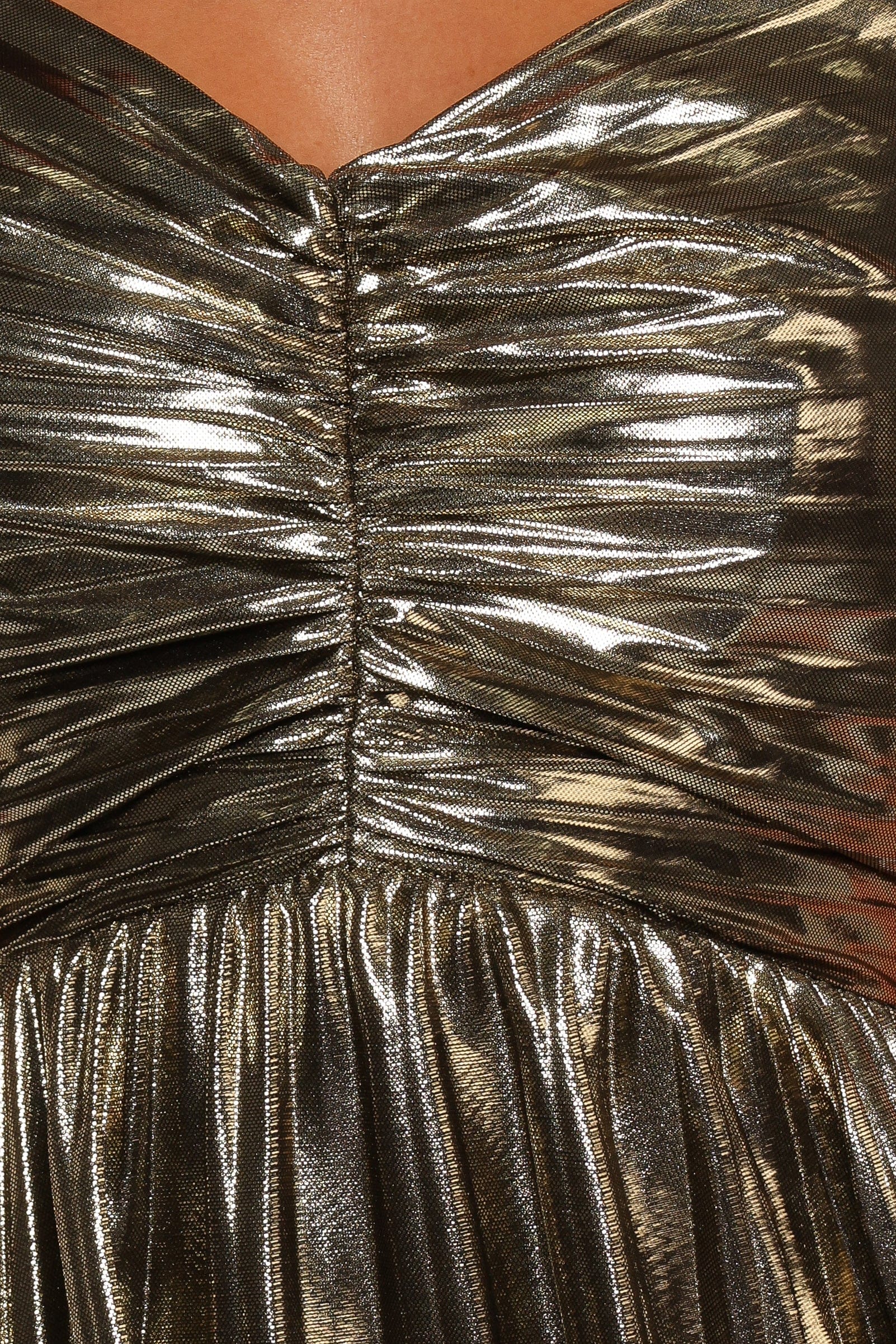 Gold Naira Pleated Maxi Dress