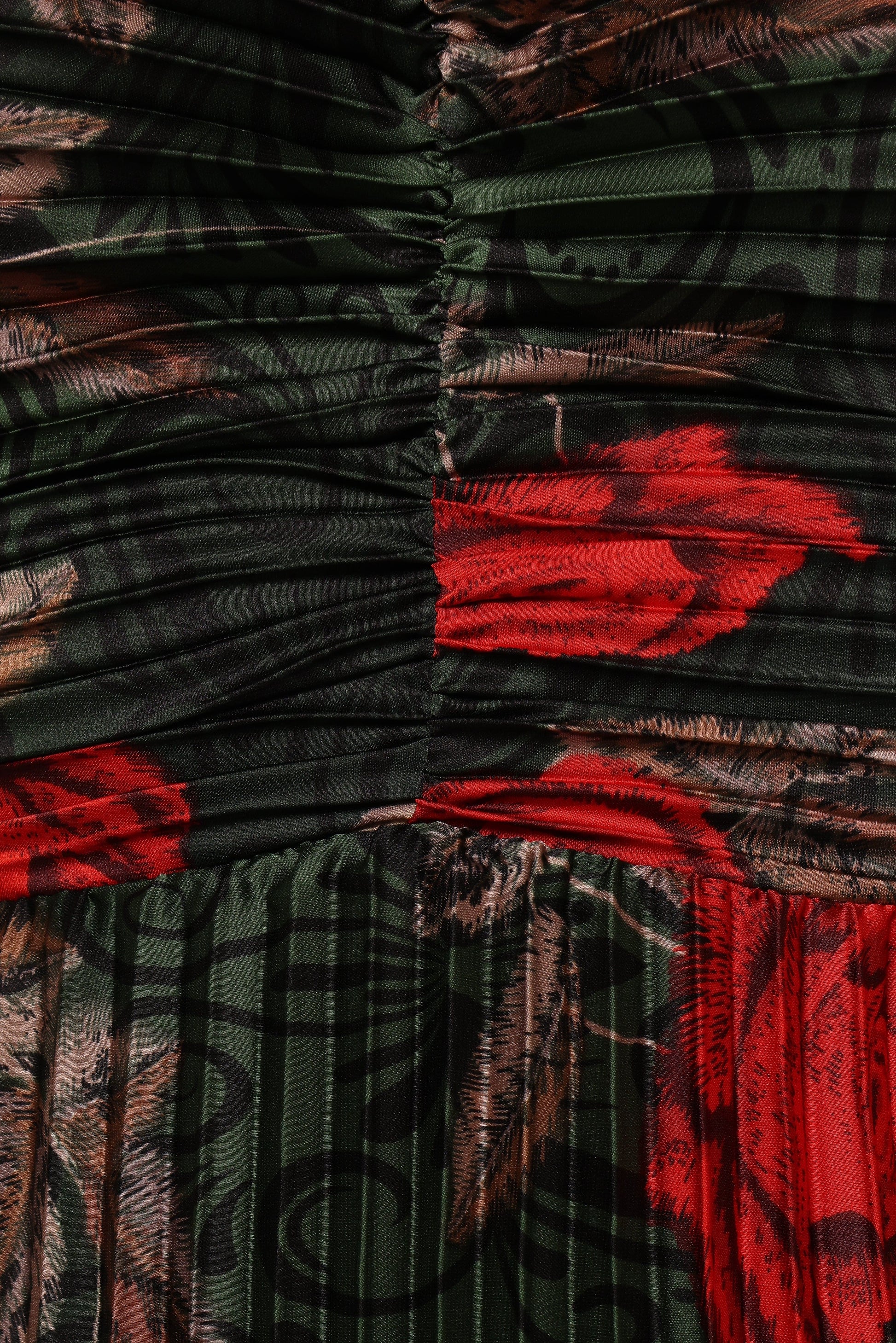 Green Floral Naira Pleated Maxi Dress