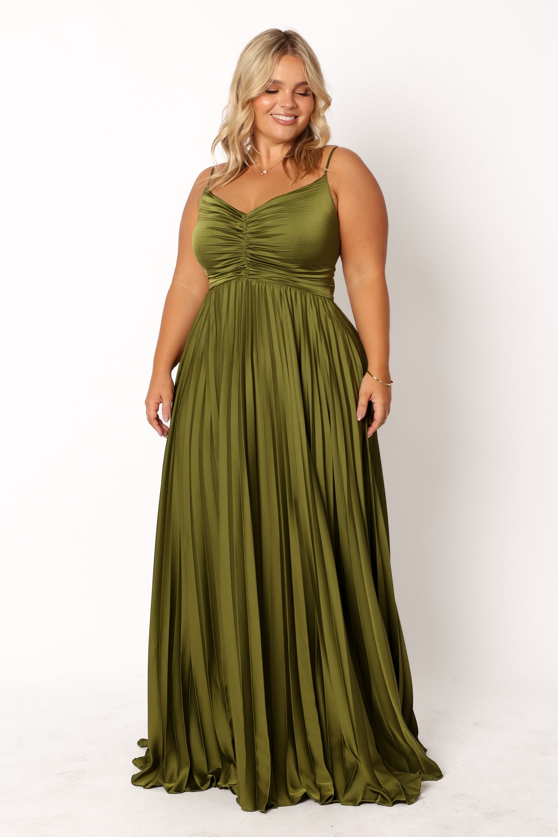 Palm Green Naira Pleated Maxi Dress