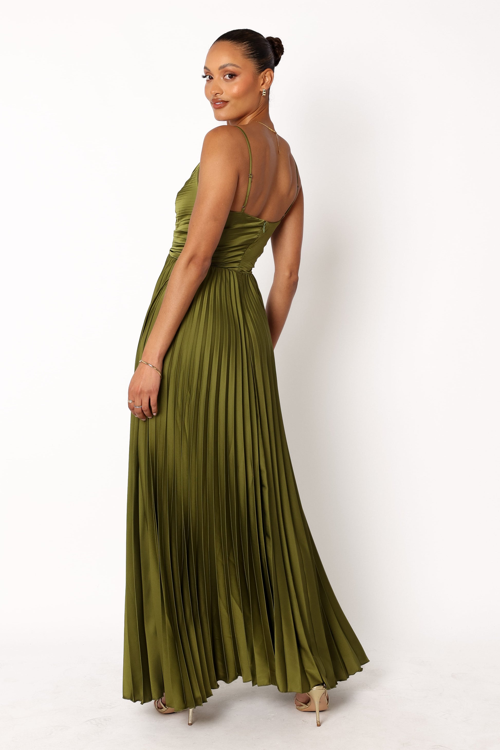 Palm Green Naira Pleated Maxi Dress