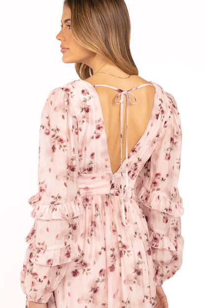 Pink Rose Valentina Pink Long Sleeve Maxi Dress