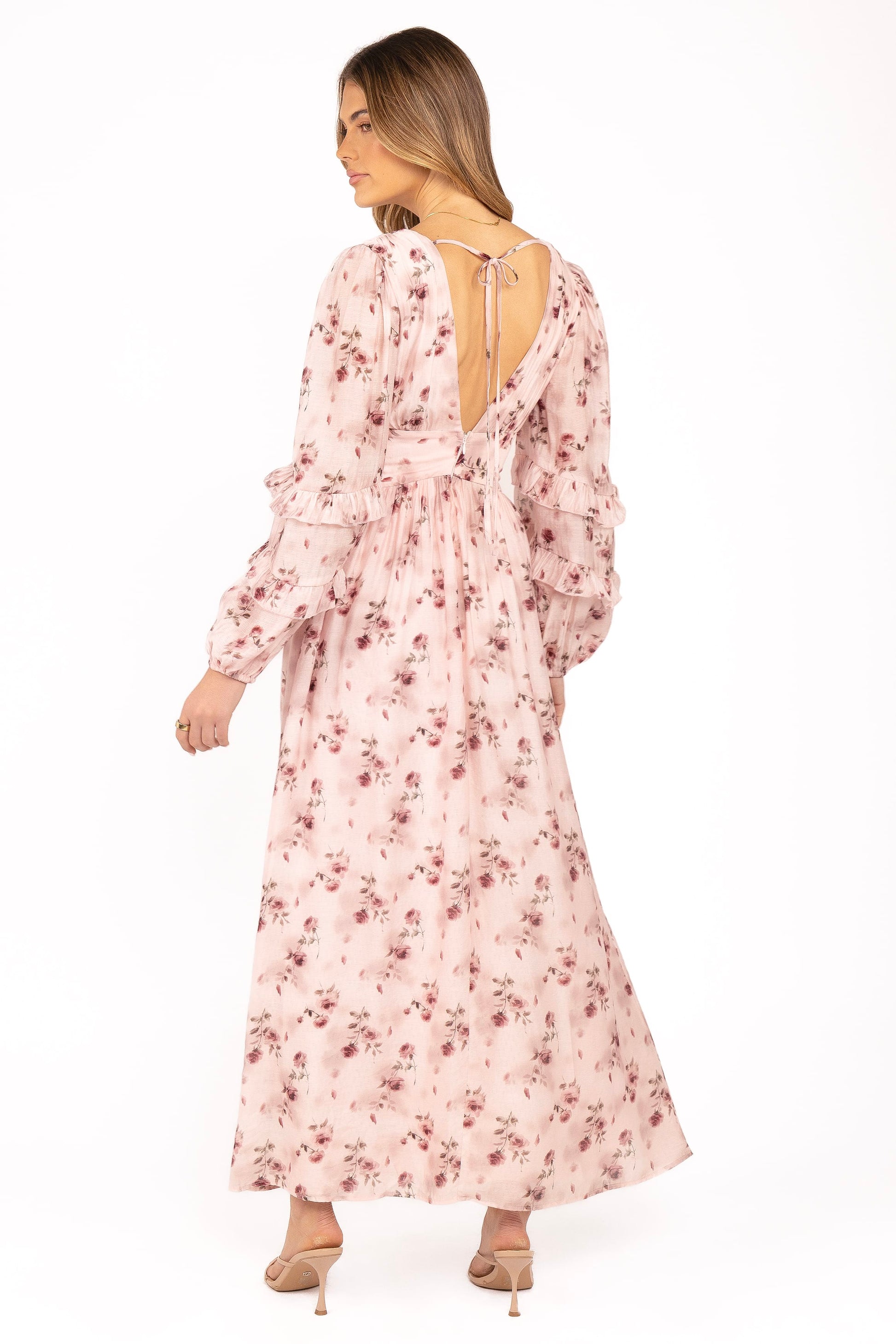 Pink Rose Valentina Pink Long Sleeve Maxi Dress