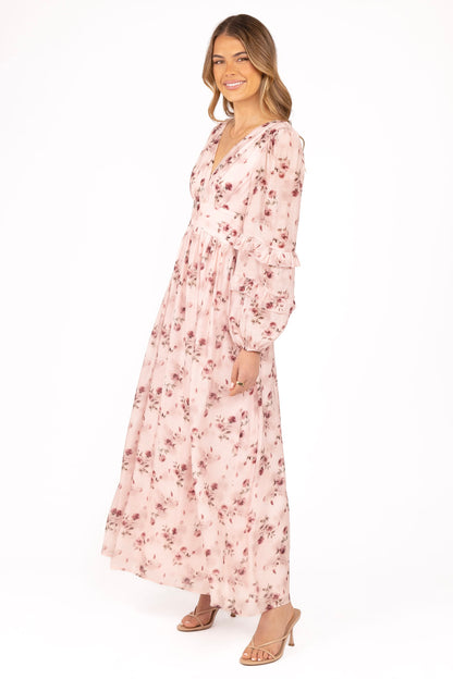 Pink Rose Valentina Pink Long Sleeve Maxi Dress