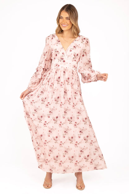 Pink Rose Valentina Pink Long Sleeve Maxi Dress