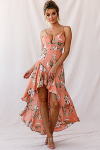 Low Hem Dress Peach