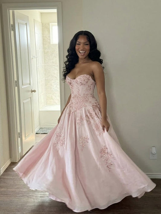 line Satin Evening Dress, Prom Dress, PD28231221 Arabella Floral Lace A-Line Evening Dress