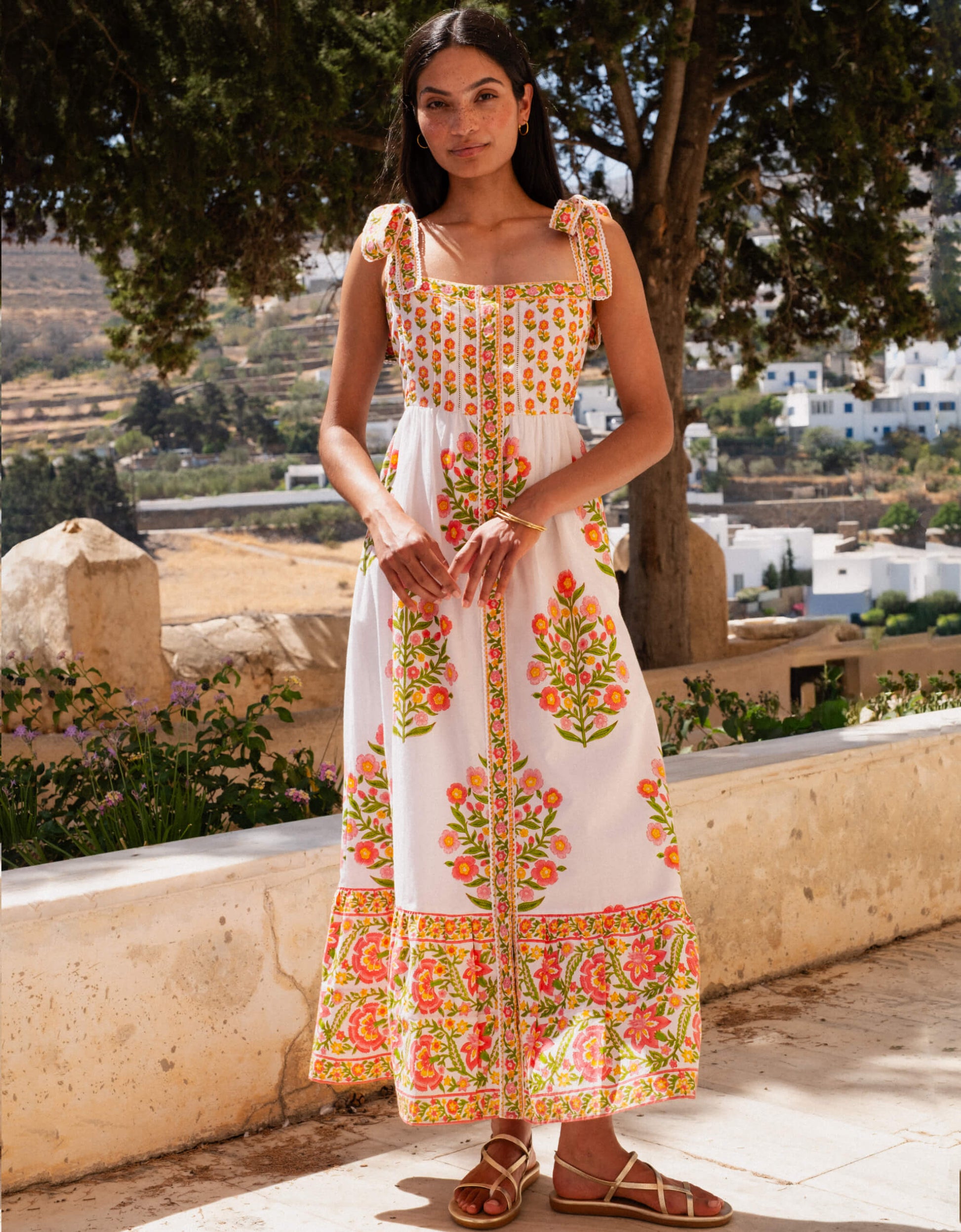 Elena Mixed Peony Dress