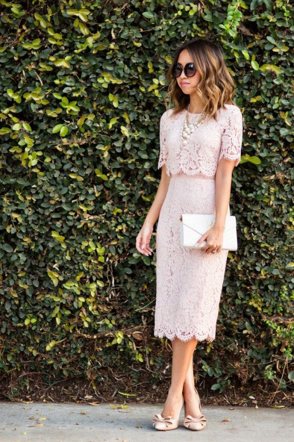 Margot Pink Column Half-Sleeve Dress
