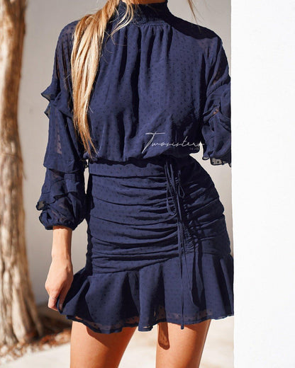Navy Piper Dress - Mauve
