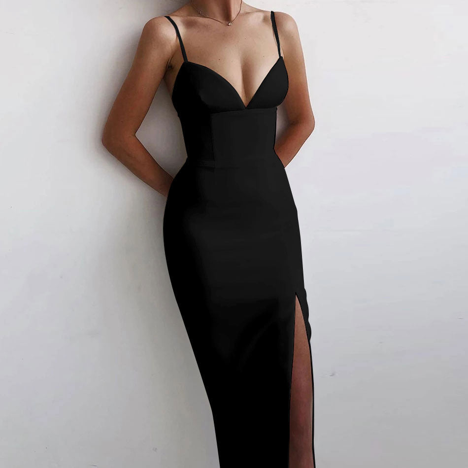 Rose Strappy Sleeveless Slit Midi Bandage Dress PK211101 - White / XS