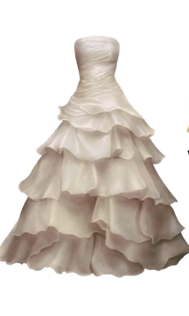 Champagne Arabella Layered Ruffle Strapless Gown