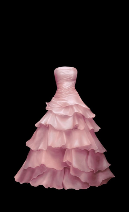 Pink Arabella Layered Ruffle Strapless Gown