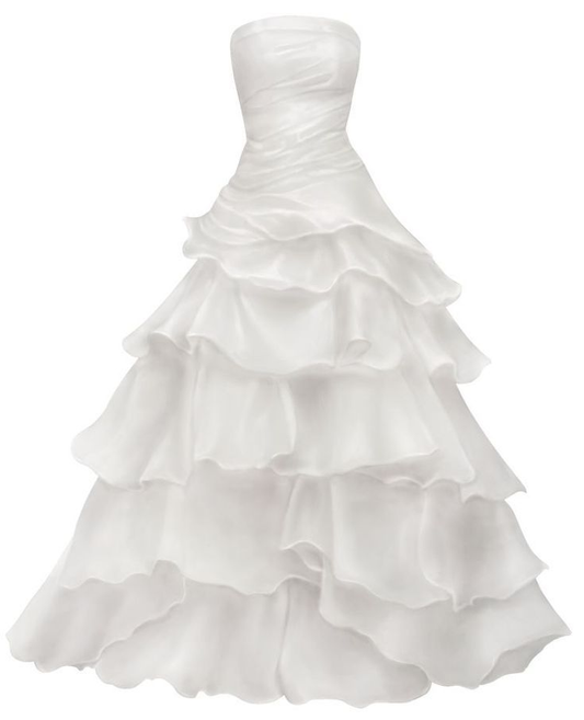 White Arabella Layered Ruffle Strapless Gown