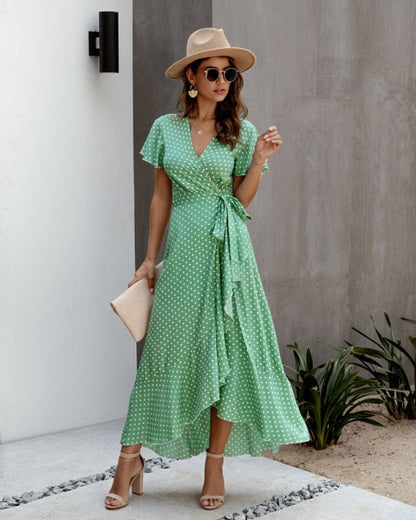 Pink Sarra Polka Dot Dress in Pink