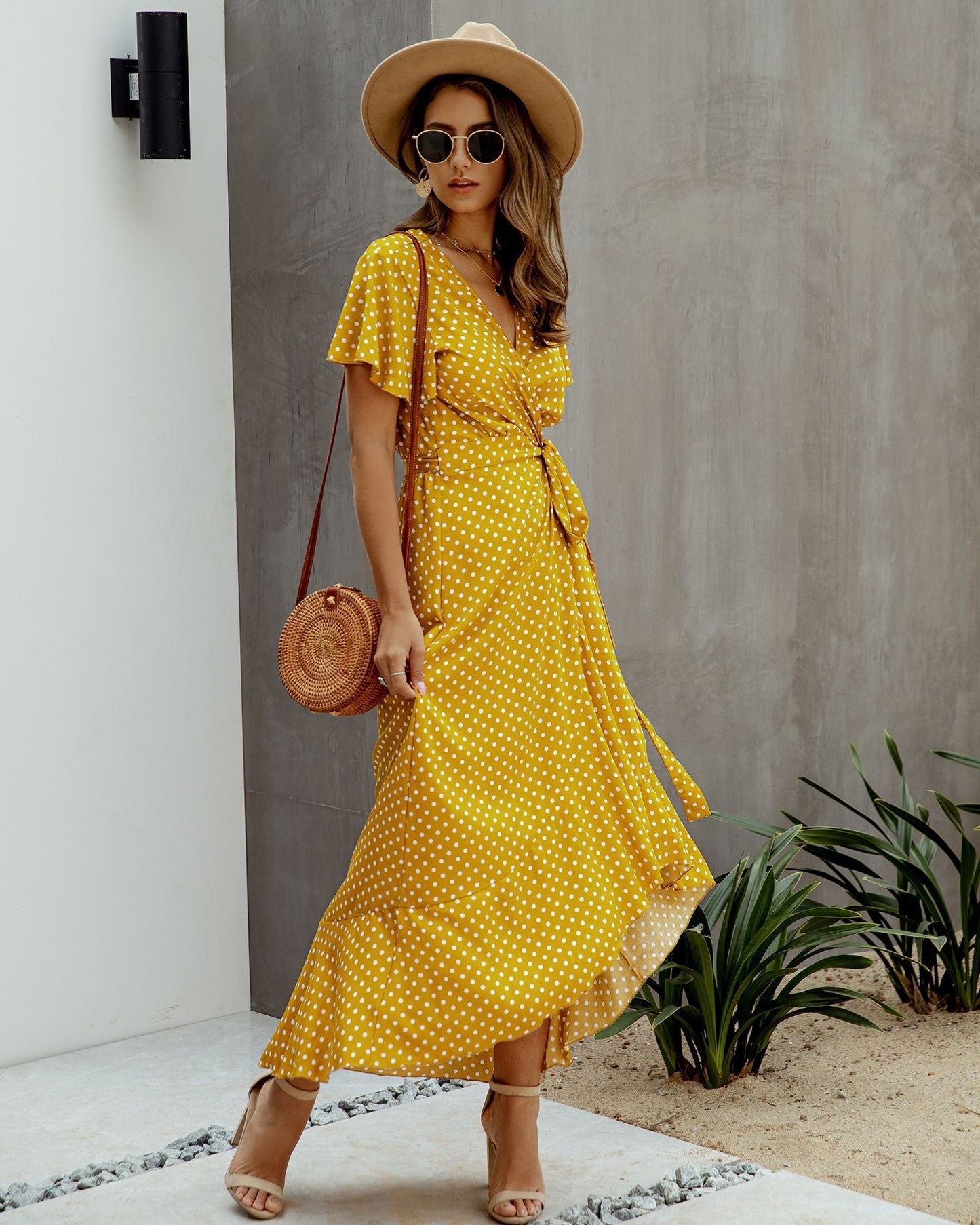 Yellow 2 Sarra Polka Dot Dress in Pink