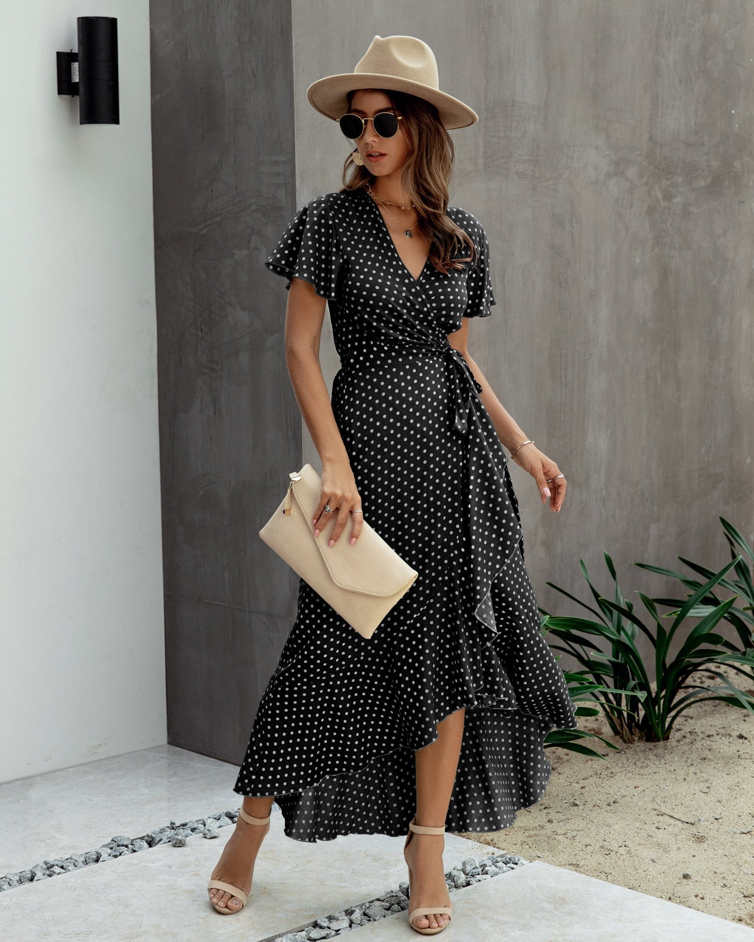 Orange Sarra Polka Dot Dress in Pink
