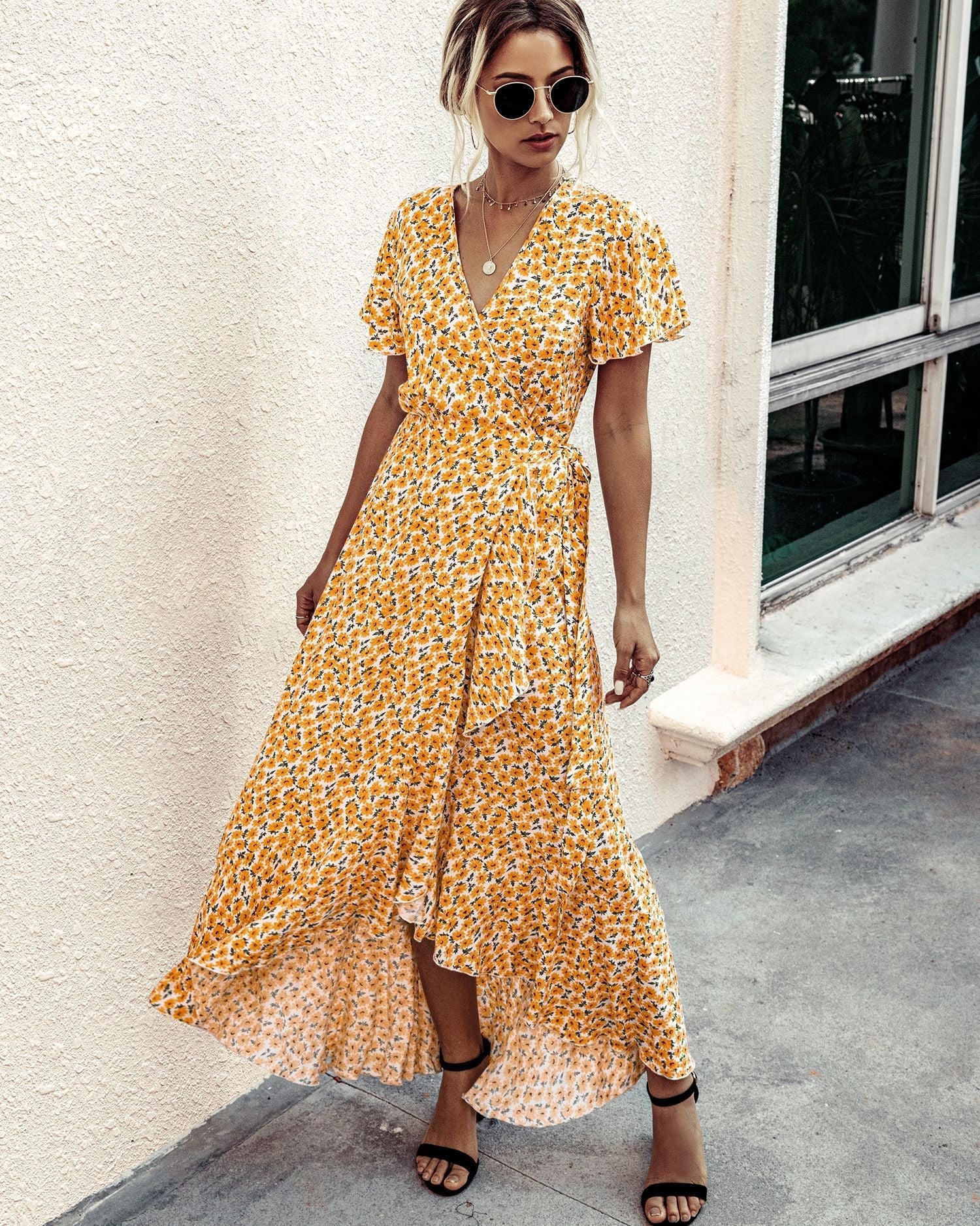 Black Sarra Polka Dot Dress in Pink
