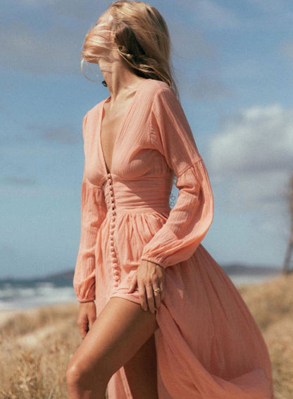 Green Maya French Linen Dress