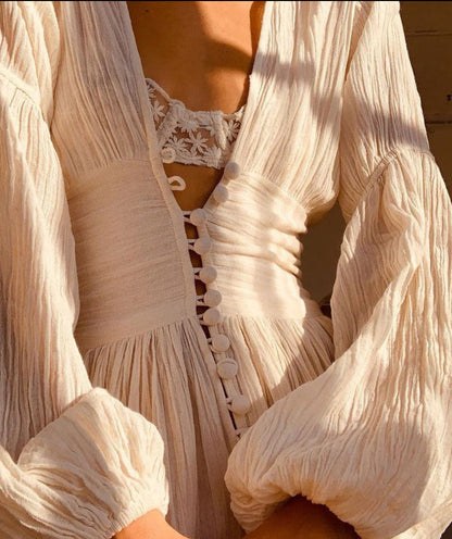 Apricot Maya French Linen Dress