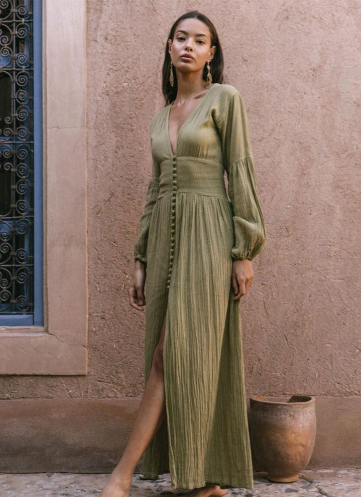 Apricot Maya French Linen Dress