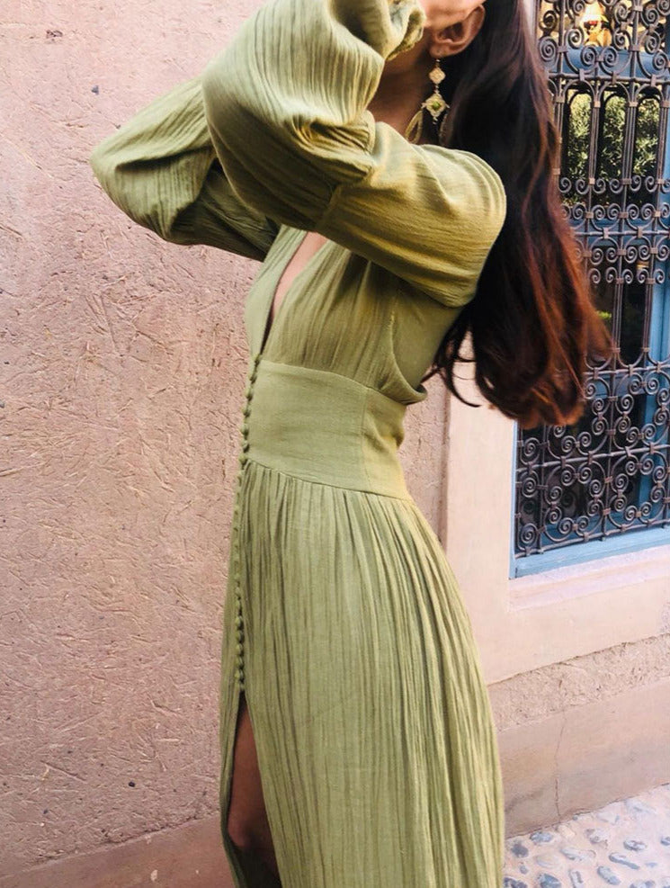 Apricot Maya French Linen Dress