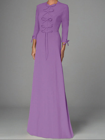 Dusty Pink Athena Modest Gown with Bow Detail