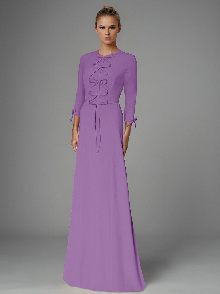 Orange Athena Modest Gown with Bow Detail
